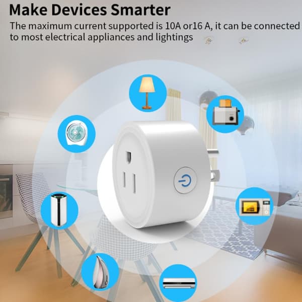 TUYA 20A Smart Stik Zigbee Stikkontakt med Strømovervågning Timerfunktion Stemmestyring Fungerer US-stik