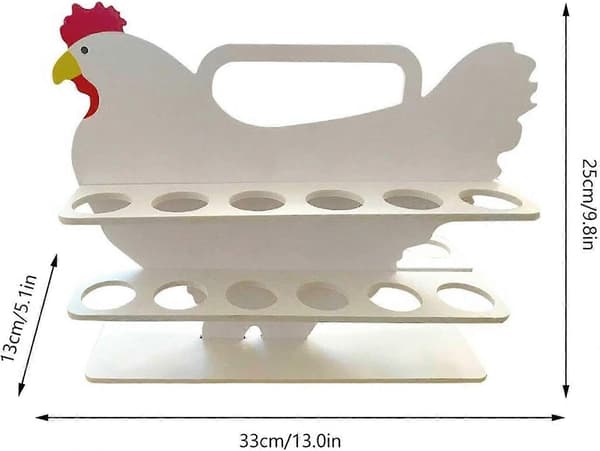 Chicken Design Egg Holder | Chicken Shaped Egg Storage for Kitchen | Wooden Egg Rack for Kitchen Countertop