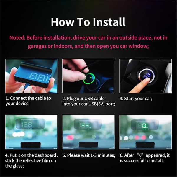 Bil Head-up-display, Fordons Head-up-display, Bil-HUD, Digital GPS Head-up-display Hastighetsmätare, USB-kabel Plug and Play.