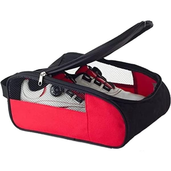 Golf Shoe Bag, Golf Shoe Bags for Men/Women, Zippered Carrier Bags with Ventilation for Sports Shoes, Travel Bags (Red and Black)