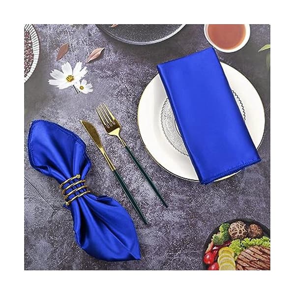 30 Stykker Satin Servietter Vaskbare Middagsservietter Hotel Servietter Jacquard Dyse Sæde Serviet [DB] Blå Blue