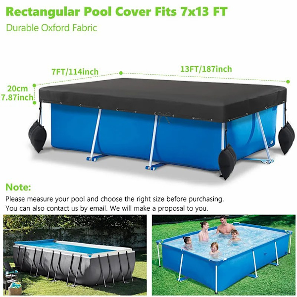 Black Oxford Cloth Rectangular Pool Cover