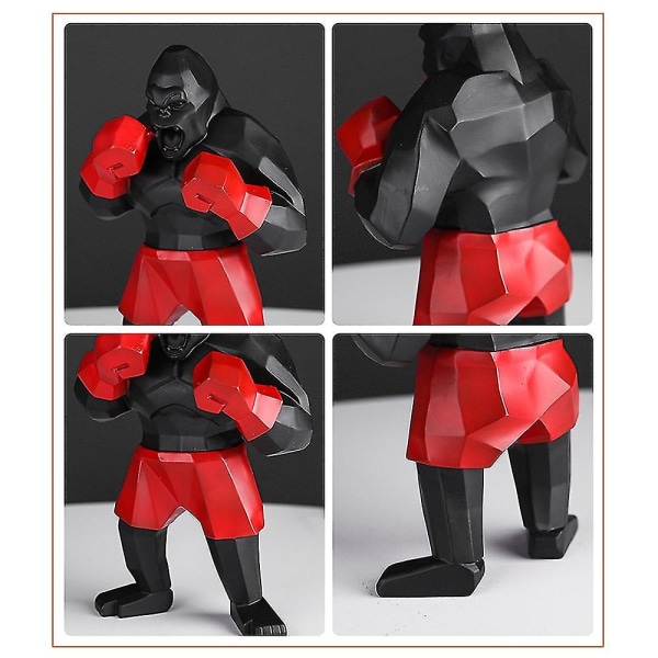 Boxning Stor King Kong Resin Modernt geometriskt konstverk Monkey Red
