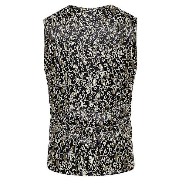 Herrar Metallic Paisley Tryckt Väst VästMgold gold M