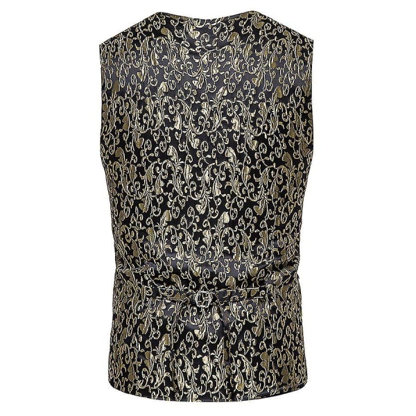 Herre metallisk Paisley-trykt dressvest vest Mgold gold M