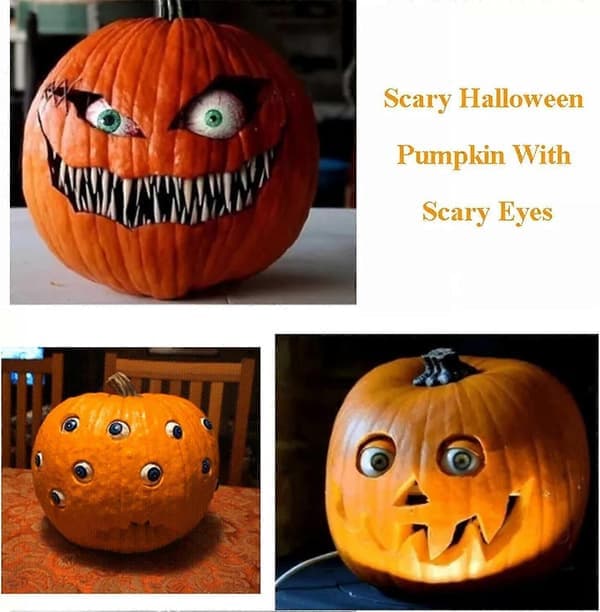 Scary Halloween Pumpkin with Moving Eyes, Multi-Eyed Halloween Decorations, Artificial Halloween Pumpkin Decoration