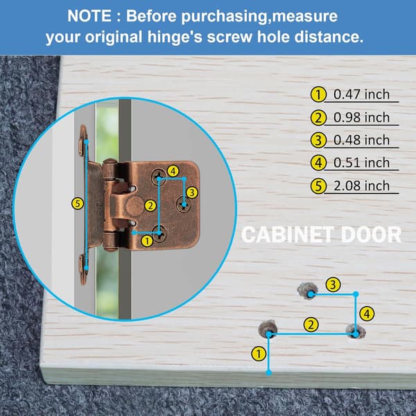 Kitchen Cabinet Hinges Bronze, (10 Pairs/20 Pcs) 1/2 Inch Variable Overlay Self-Closing Surface Mounted Cabinet Door Hinges Hardware for Kitchen Cabinets
