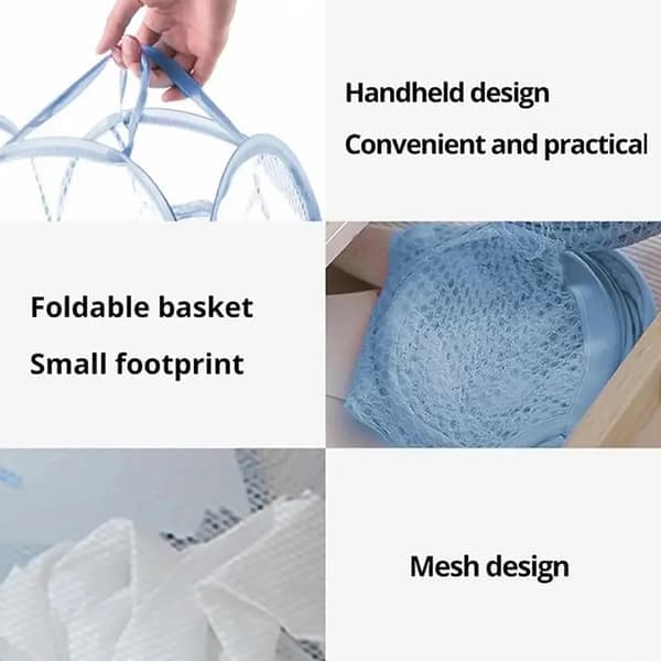 Foldable Laundry Basket Dirty Clothes Organizer Bathroom Mesh Storage Bag Frame Bucket Laundry Organizers Storage Bag (Black)