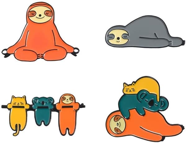 4 søde emaljestifter sæt alpaca dovendyr badges brochenåle til tøj tasker jakker tilbehør DIY håndværk