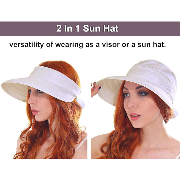 Hatte til kvinder UPF 50+ UV solbeskyttelse konvertibel strand solhat