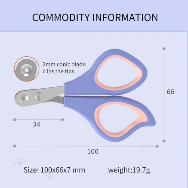 Cat nagelklippare (2 st), klotrimmer gjord av rostfritt stål, rent skuren, ingen strimling, spegelfinish. Nagelklippare för små djur för C