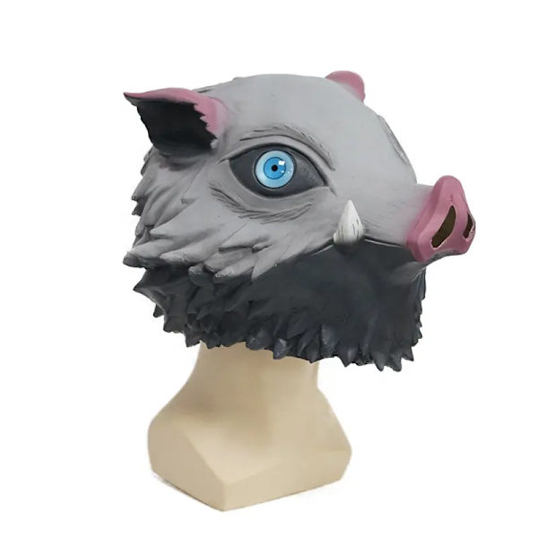 Demon Slayer Full Head Boar Mask Med Anime Gris Maske Full Head Halloween Cosplay Rekvisitter For Voksne