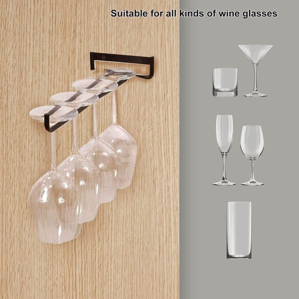 Svart - 2 jernvinglassholdere for veggmontert glassdisplay Wi