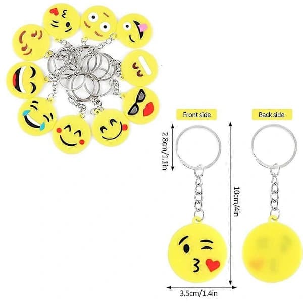 64 kpl Mini Emoticon Avaimenperä Pehmo (16 ilmettä), Söpö Avaimenperä