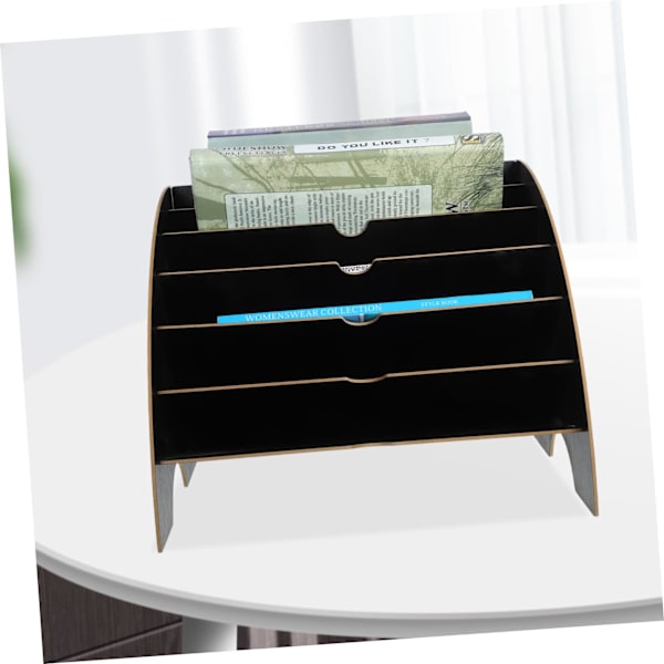 (sort) Desktop Organizer Kontor Opbevaring Træ Display Hylde | Fødselsdag Gaver Legetøj Hjem Indretning Fri Stil display Ægte Naturlig Stativ