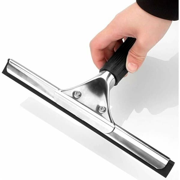 Professional Stainless Steel Window Squeegee with 25 cm Blade, Suitable for Kitchen, Windows, Bathroom, Car, Retractable Silicone Squeegee