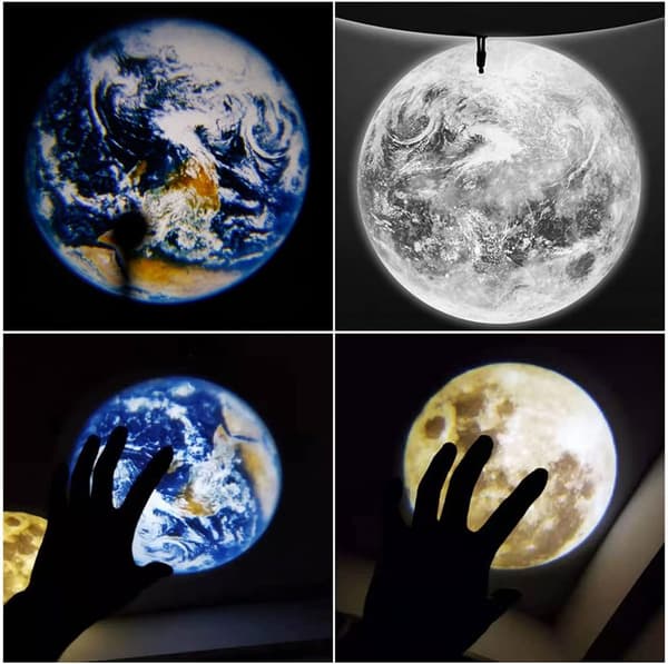1 pc Moon Projector, 2 in 1 Moon Earth Projection Lamp, USB Charging