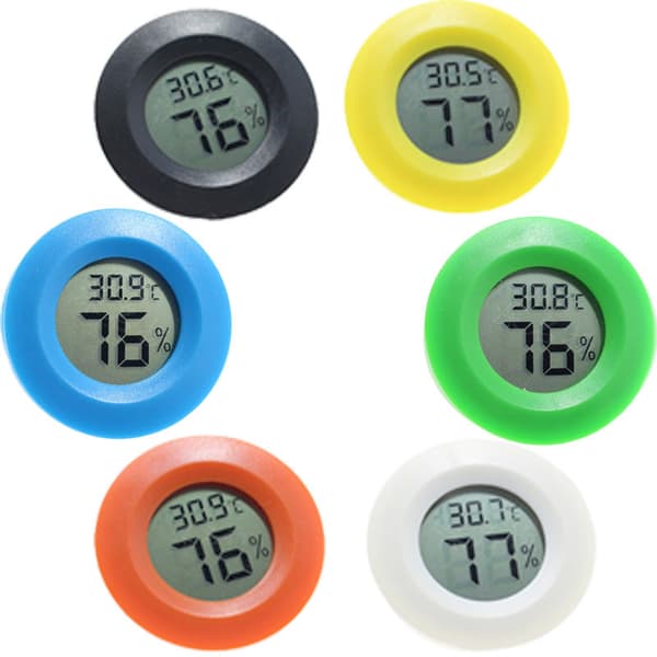 6-delt rund innebygd digital hygrometer for sigar- og vinskap