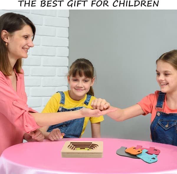 Træpuslespil legetøj til børn, Montessori legetøj til spædbørn