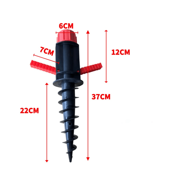 Parasolstand til Sand eller Land Strandparasolfødder, Strandparasolfødder med Propeller til at Skrue ind i Sandet, Sandparasolstand (Sort)