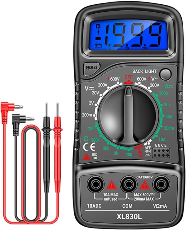 XL830L Handhållen Digital Multimeter LCD Bakgrundsbelysning AC DC Amperemeter Voltmeter Ohm 0-600V Spänningstestare