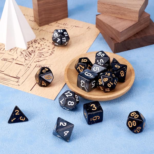 14 stk. polyhedrals terningesæt akryl 3D-spil 16-25 mm 2 farver til brætspil fest RPG MTG-spil
