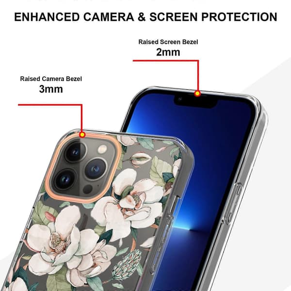 Til iPhone 13 Pro Blomster og Planter Serie IMD TPU Mobilcover