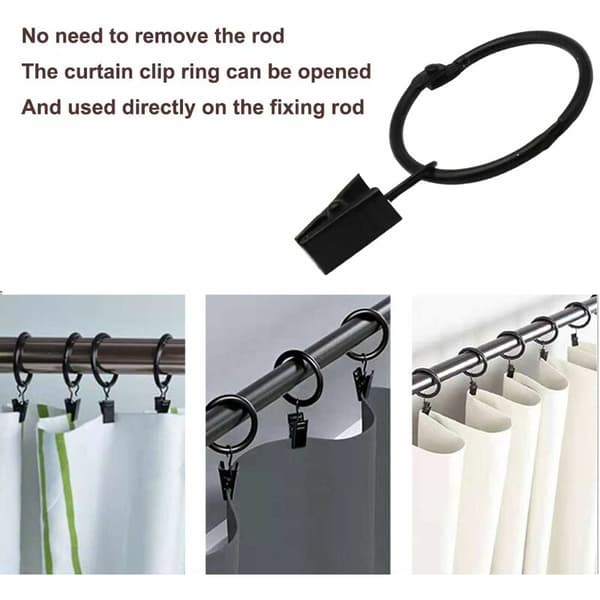 20 Pieces Openable Metal Curtain Clips with Rings, Easy to Open and Close