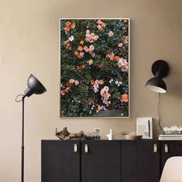 Fashion Poster Rose Flower Feather Nordic Style Canvas Painting B