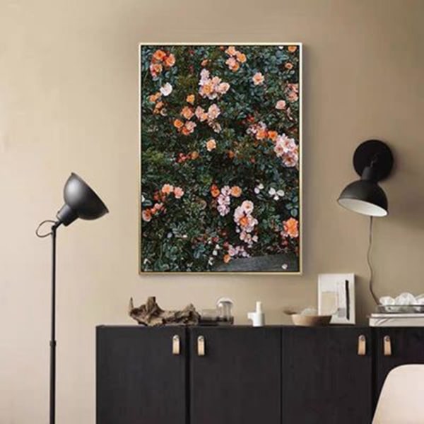 Moteplakat Rose Flower Feather Nordic Style Canvas Painting B
