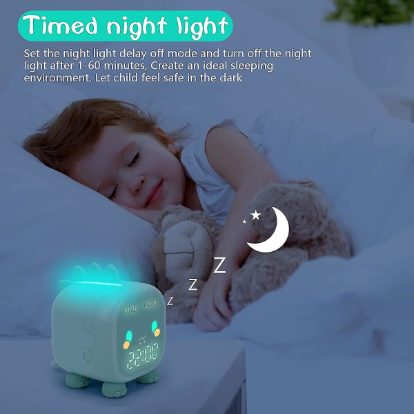 Alarm Clock For Kids, Digital Alarm Clock For Kids Room, Wake Up Light With Usb Alarm Clock (green)