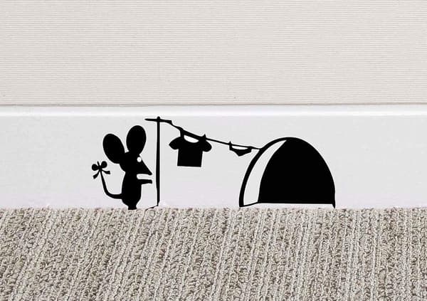 213B Mouse Hole Wall Decal in Vinyl, Washed, Decal, Mice, Home, Sk