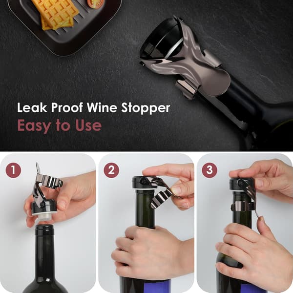 Reusable Wine Stoppers for Champagne and Wine Bottles, 4-Piece Stopper Set
