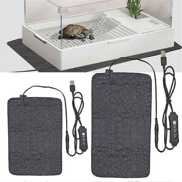 USB Leather Heating Pad for Reptiles and Turtles, Reptile Heating Pad with Adjustable 3-Level Temperature, Waterproof 22x15CM 22*15Cm