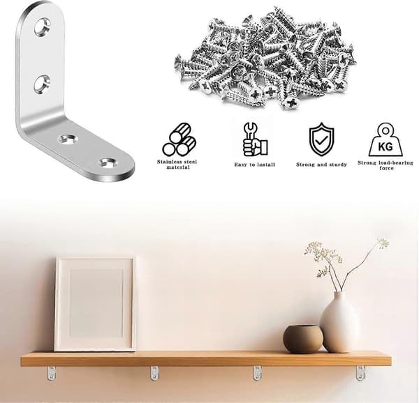 Mounting Bracket, 20 Pieces Stainless Steel Mounting Bracket, 40 * 40mm Right Angle Bracket, Angle Bracket, 90 Degree Metal L-Bracket, for Con [DB]