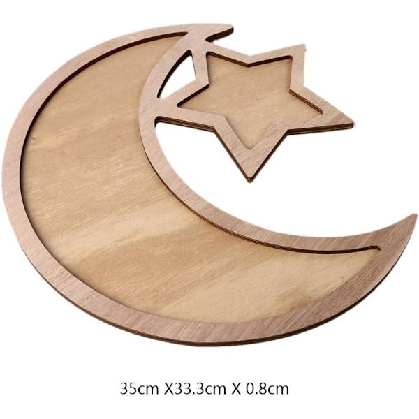 Halvmåne Fade Ramadan Træbakke Måne Ramadan Dekorationer Jupiter Servise Eid Mubarak Fest Morgenmad Servise