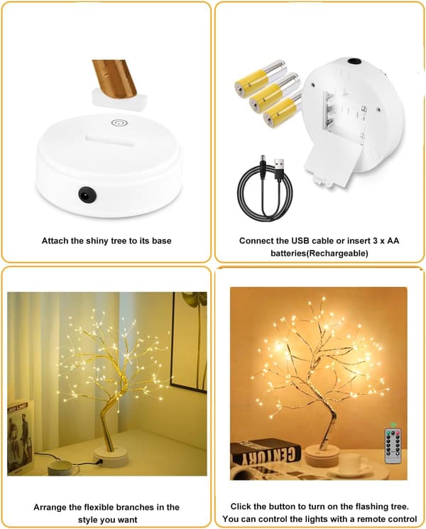 LED Light Tree with Remote Control, USB/Battery Powered, for Wedding Party Decoration
