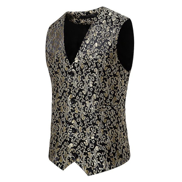 Herremetallisk Paisley Trykt Dressvest Vest 2XLgull gold 2XL