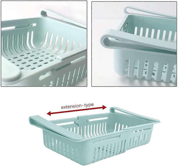 4-pack Refrigerator Drawers & 30 Pcs Sealable Bags, Extendable Refrigerator Storage Box for Refrigerator Shelf Under 0.5 Inch