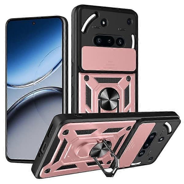 Fodral til Nothing Phone (3a) med skyvbart kameralokk PC + TPU Stativ Telefondeksel (Rosegull)