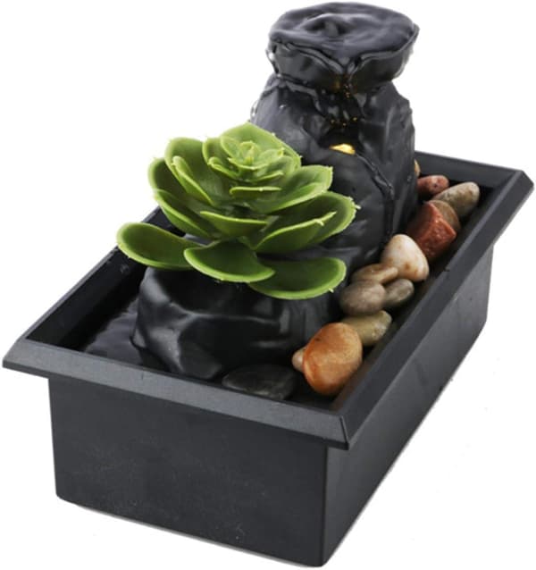 Indoor Fountain with LED Light for Relaxation and Office Decoration