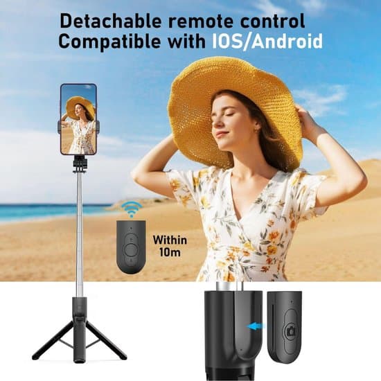 Selfie Stick Tripod with Fill Light, 120 cm Extra Long Cell Phone Tripod, Extendable Portable Selfie Stick with Detachable Remote Control and Stu