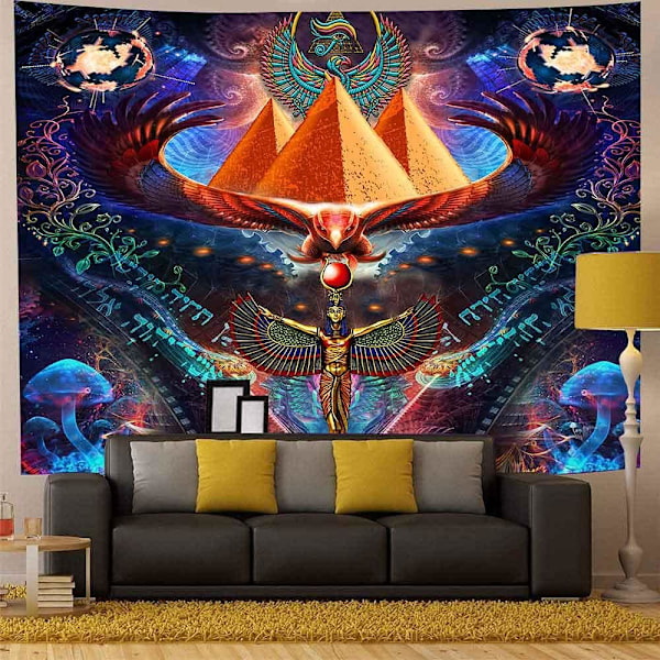 Aidatain Ægyptisk Mytologi Vægtæppe Pyramide af Guden Horus Øjne Fantasy Svampeplante Vægtæppe Flanel Stor Størrelse 95*73CM T