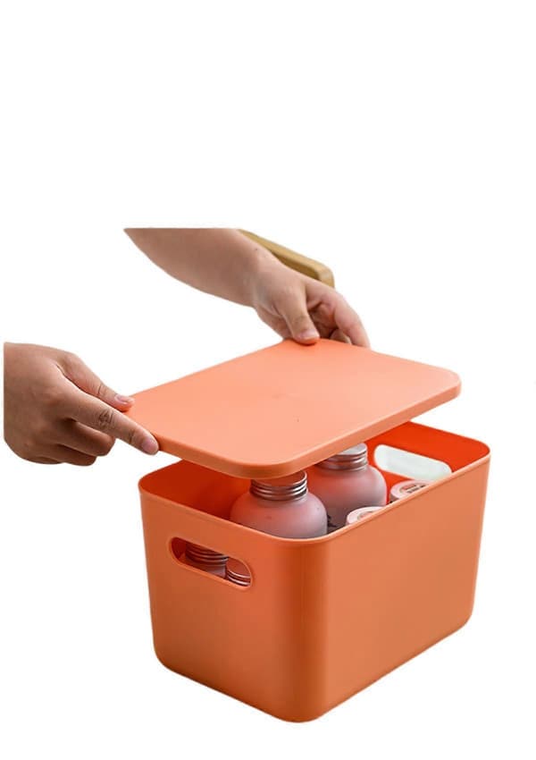 Covered Container with Drawers Storage Management Box, Desk Playroom Classroom Office, 8 L Covered Orange