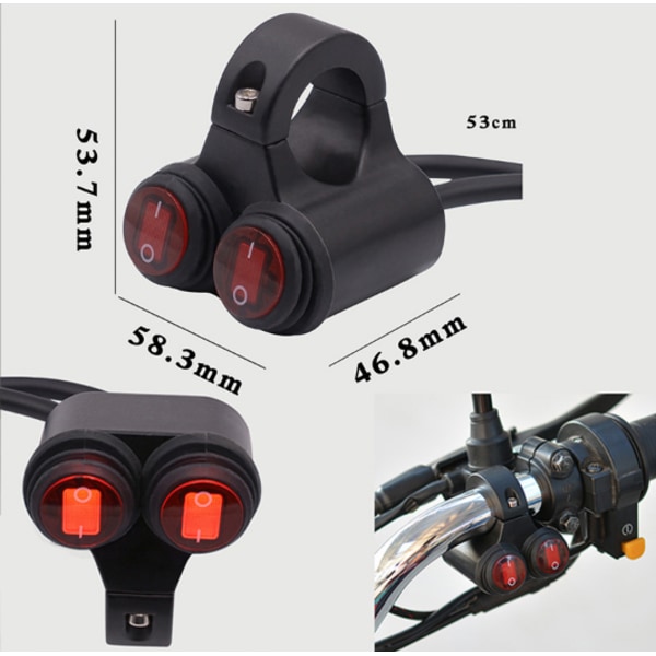 Dubbelkontroll Motorcykel Styrspakbrytare 7/8 tum 22mm 12V Vattentät Knapp Strålkastare Brytare Broms Dimljus Brytare