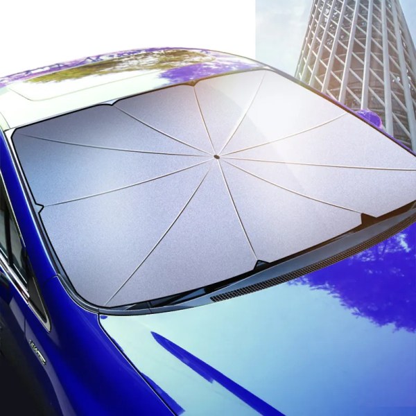 Bilsolskærm til forrude UV-stråler og varme solbeskytter, konisk kantåbning, foldbar forrude, hold bilen kølig, nem at bruge/opbevare, 55''x