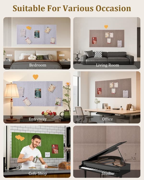 Large Bulletin Board, 61 x 41 cm, Decorative Felt Board, 9 mm Thick, Foldable Photo Display Board with Adhesive Tape, Vision Board (Ho)