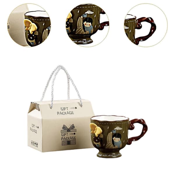 Ceramic Mug Drinkware Unique Butterfly Designed Tea Mug for Friend Women Style A