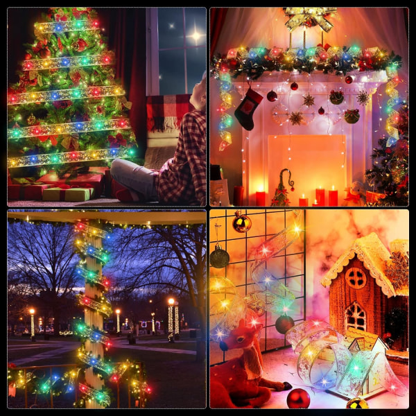 Christmas Ribbon Lights, LED Christmas String Lights, 8 Modes Glow Ribbon för julgran för juldekoration Colorful lighting 5 meters