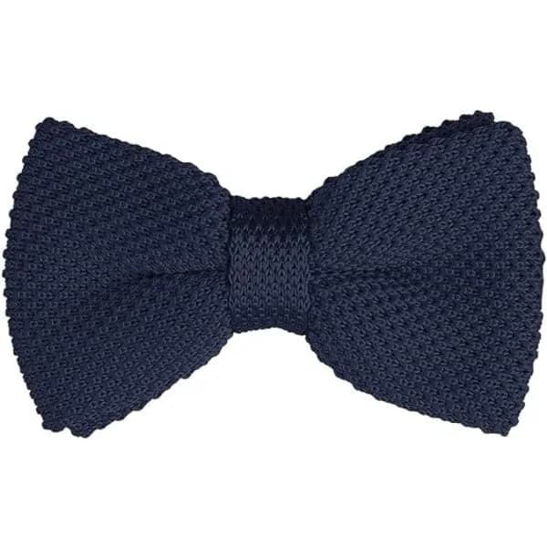Men's Women's Knitted Bow Tie Solid Color Knitted Bow Tie Adjustable (Navy Blue)